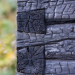 Charred wood siding in authentic Yakisugi (Shousugiban)